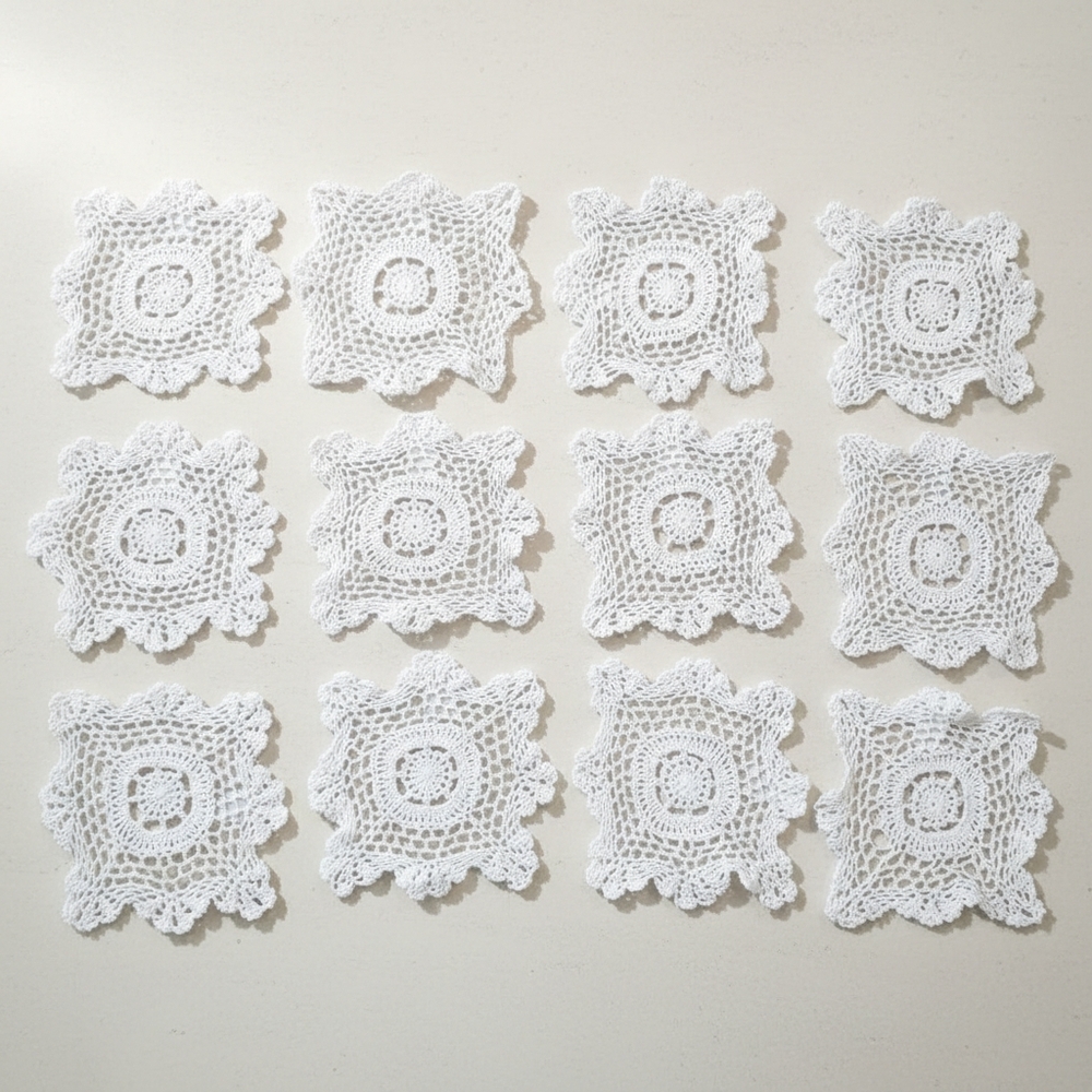 Saro Lifestyle Canada White Crochet Doilies 100% Cotton Lace 12 Pieces